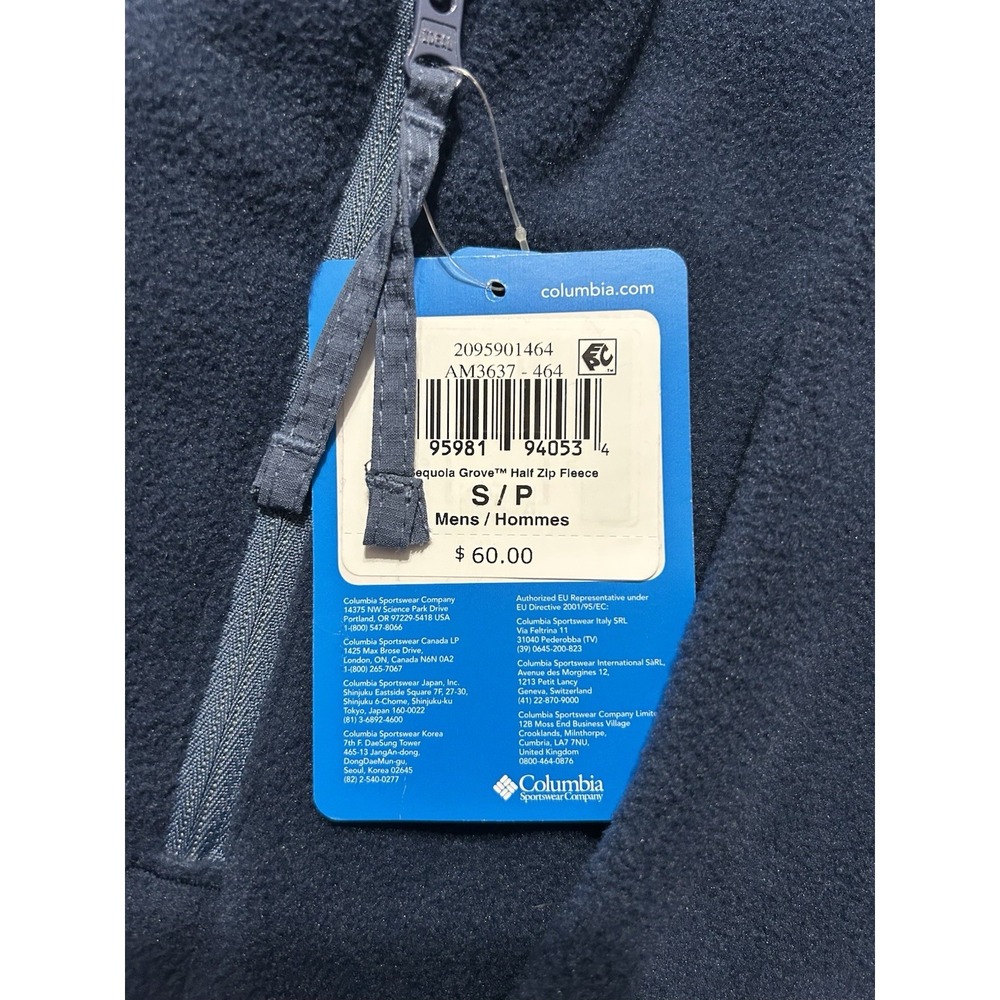 Columbia Sequoia Grove Men's Blue Small 1/2 Zip Fleece Pullover (B9) - Picture 3 of 6
